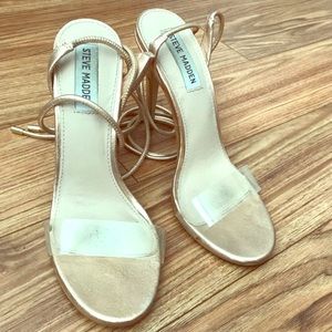Steve Madden, clear strap and rose gold, size 8